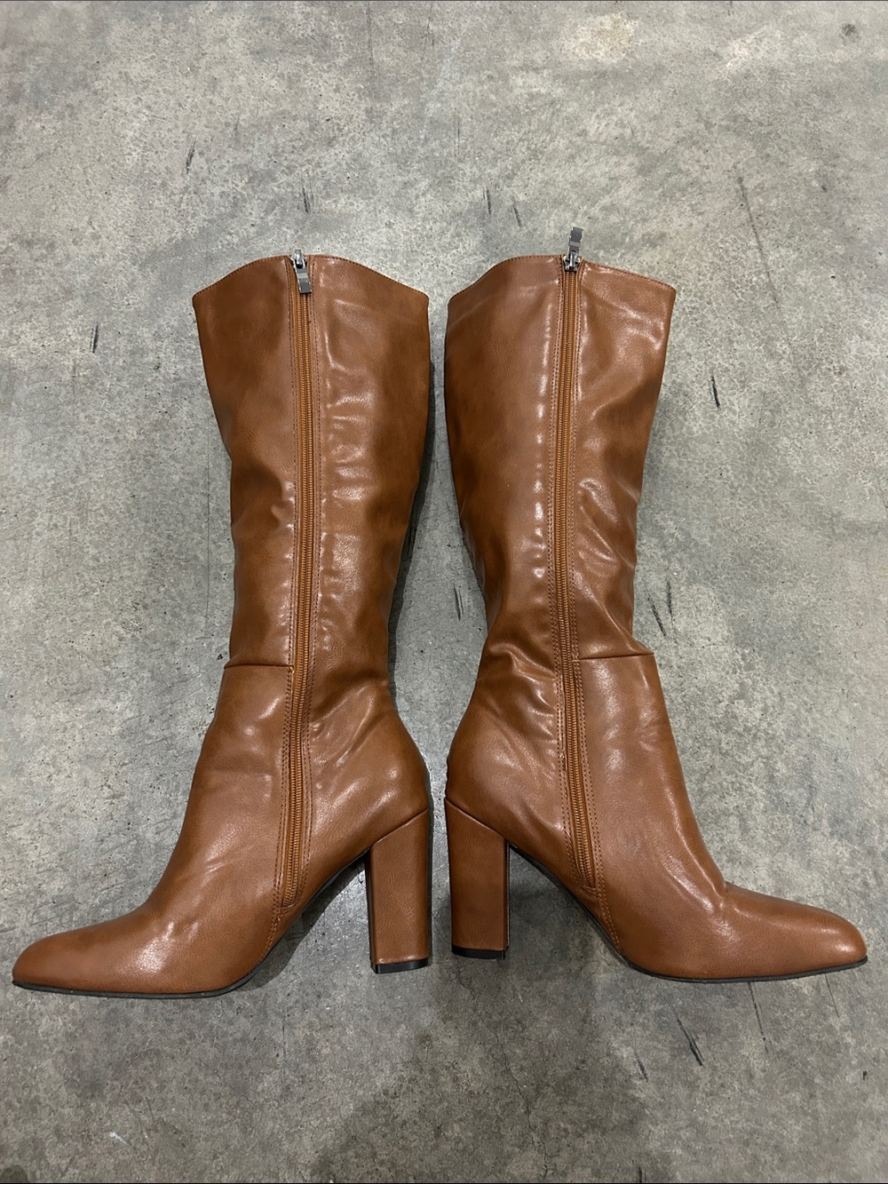 Women's Tall Brown Block Heel Boots